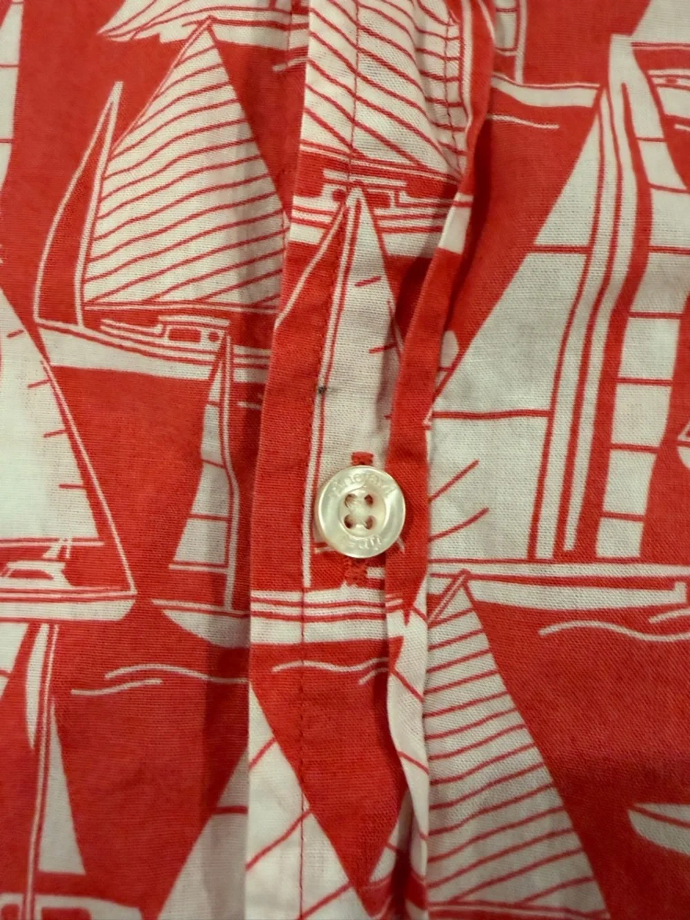 Vineyard Vines Tucker Shirt Mens Medium Slim Fit Salmon Sailboat Print Cotton - Picture 7 of 7